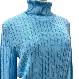 NWT Land’s End Cable Knit Turtle Neck Long Sleeve Sweater